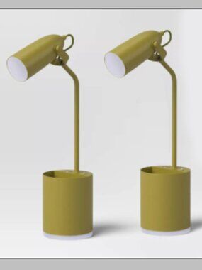 2 Task Table Lamp with Nightlight Offbeat Olive Integrated LED Bulb -